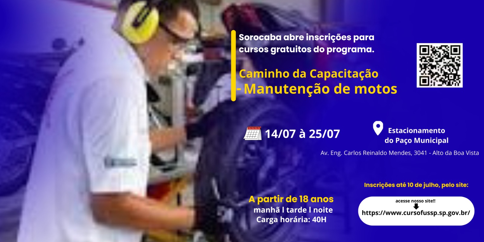 INSCRIÇÕES ABERTAS Curso de Manutenção de Motos